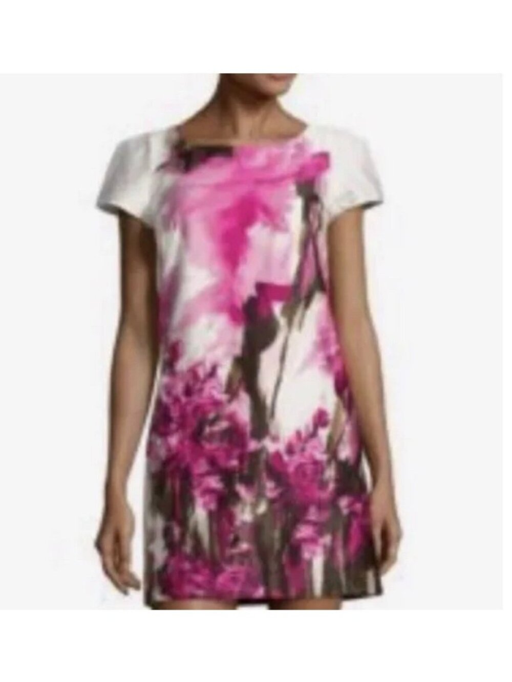 Milly Mini Shift Dress Floral Watercolor Painted Women’s Size 6 Silk holiday